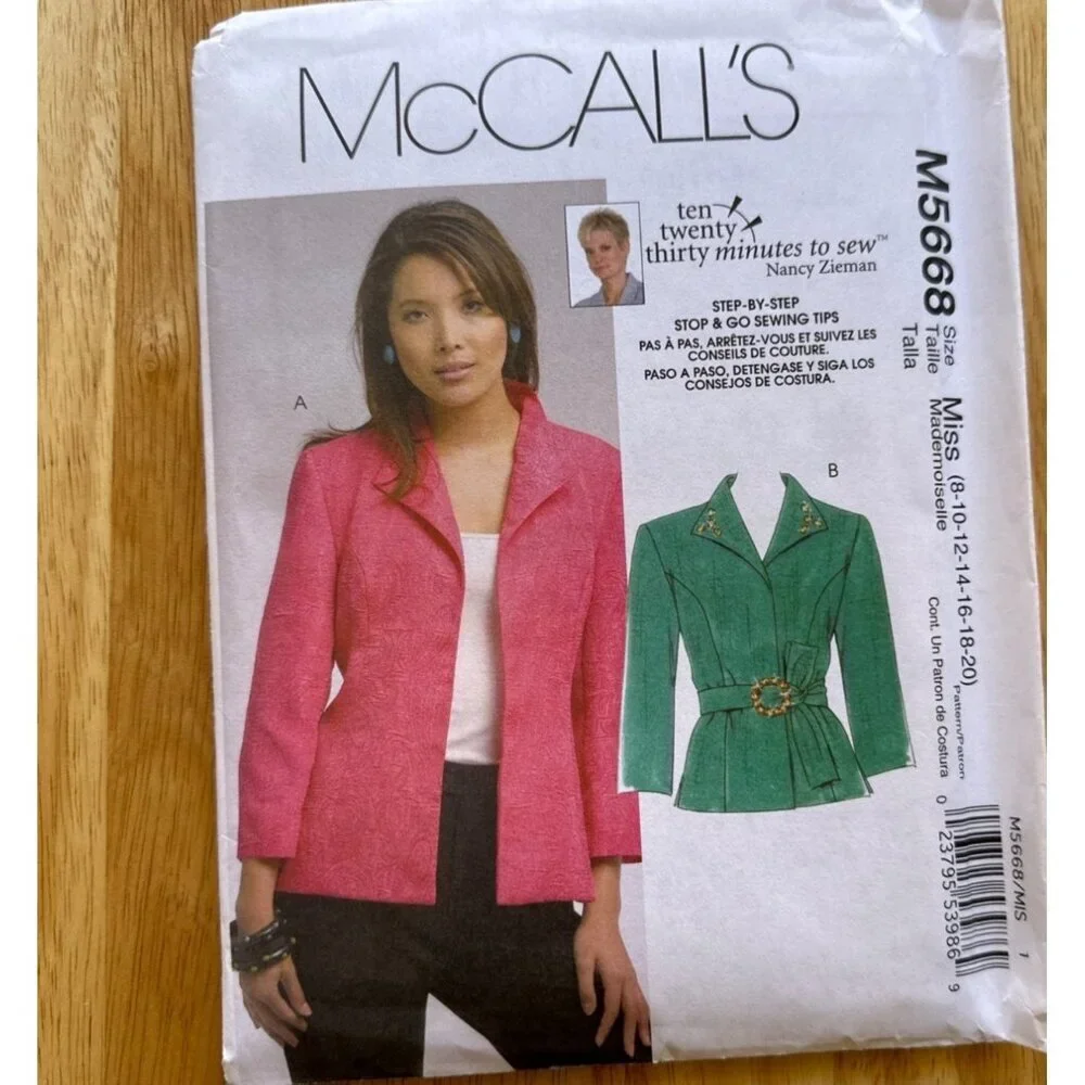 McCall # M5668 Jacket Sewing Pattern Size 8 - 20 sku 0279 UNCUT